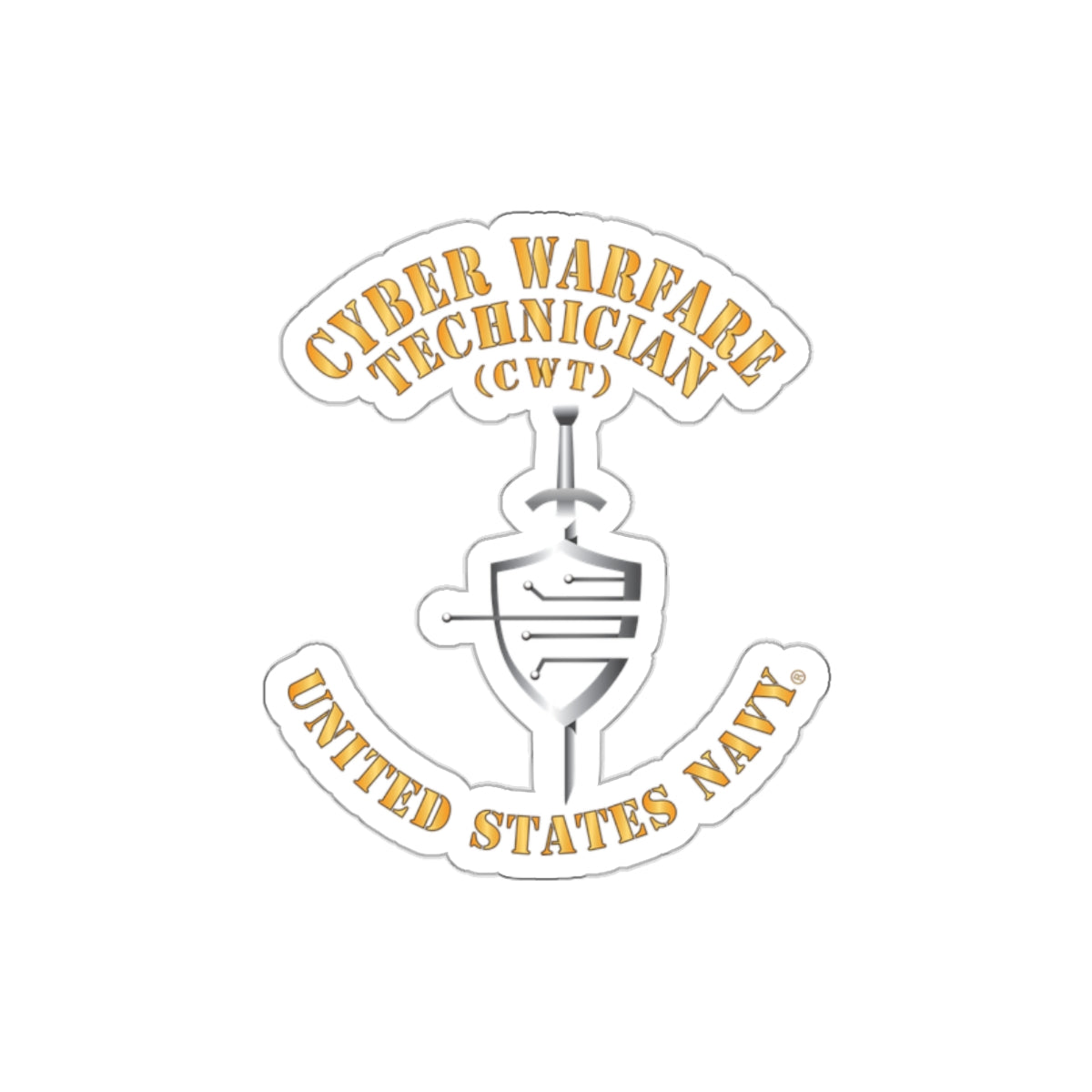 Die-Cut Vinyl Sticker - Navy - Rate - Cyber Warfare Technician (CWT)
