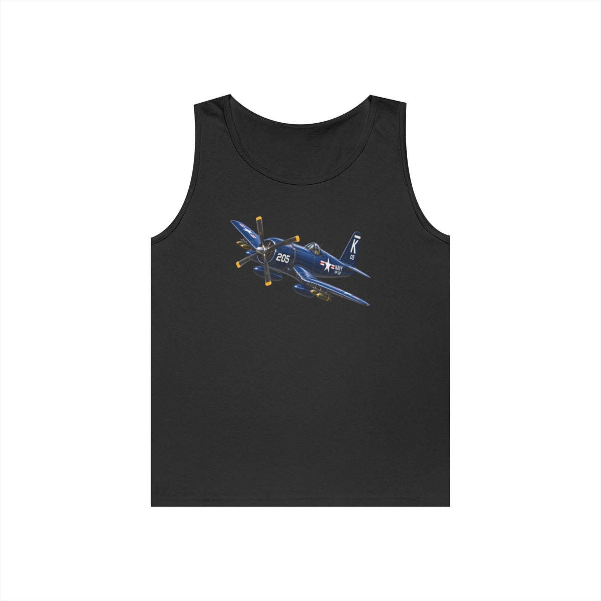 Unisex Heavy Cotton Tank Top - NAVY - F4U-4 Corsair 205 (VF-32) - 3D - Enhanced
