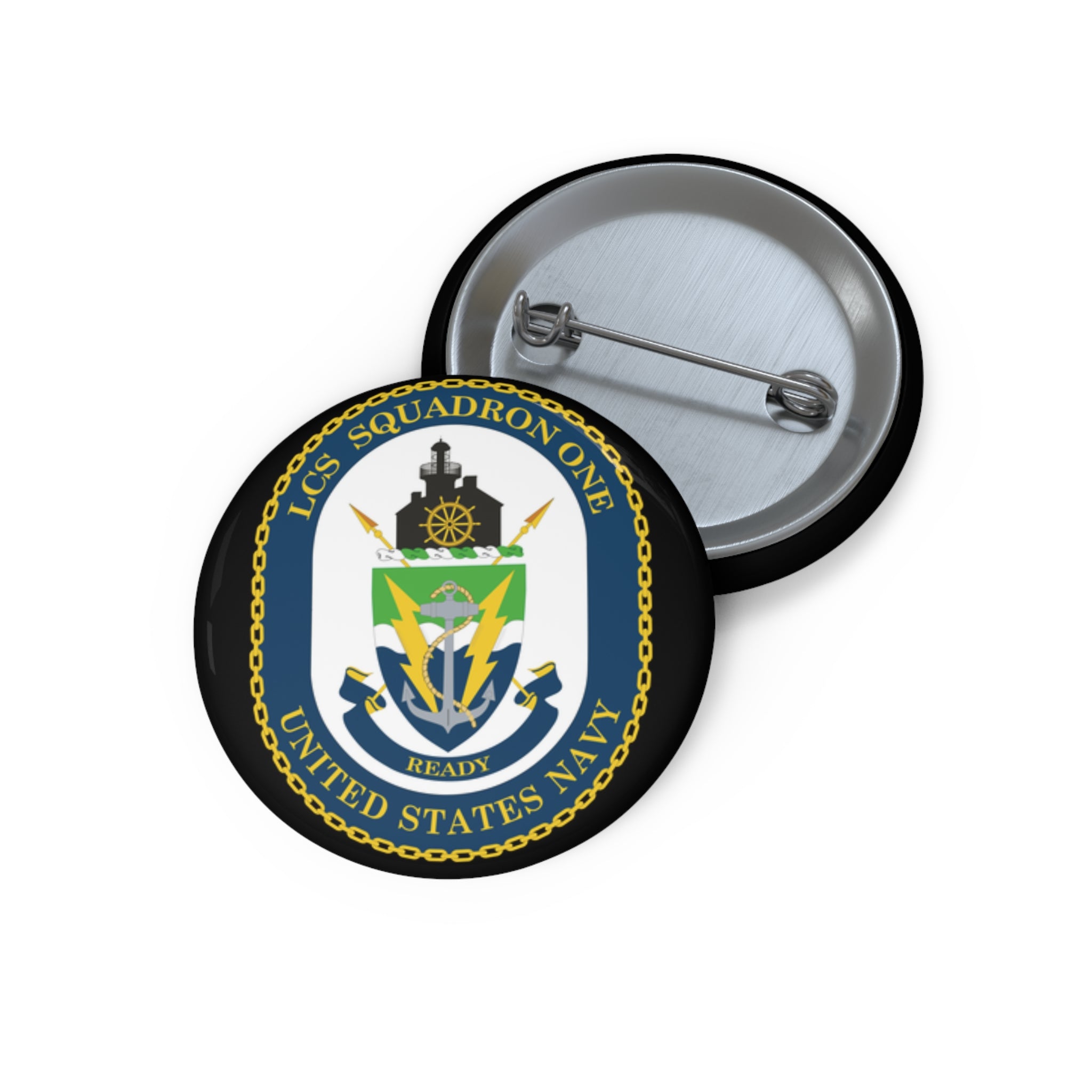 Custom Pin Button - Navy - LCS Squadron One (LCSRON 1) wo txt