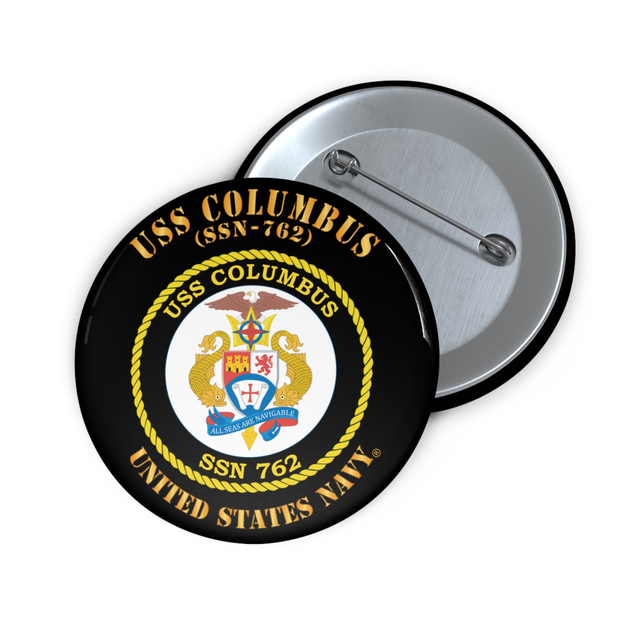 Custom Pin Button - Navy - USS Columbus (SSN-762)
