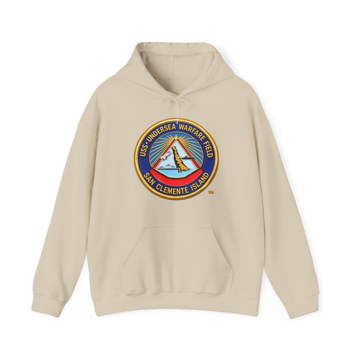Unisex Heavy Blend™ Hoodies - Navy - USS Undersea Warfare Field - San Clemente Island - Crest - 3D - Enhanced