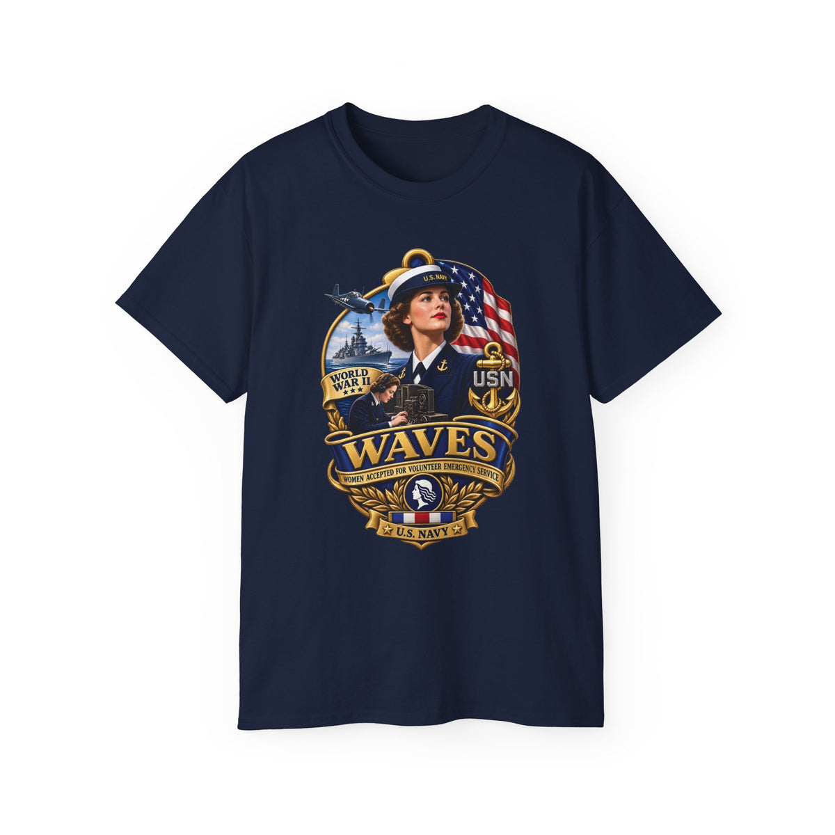 Unisex Ultra Cotton T-Shirt - WAVES - Women Accepted for Volunteer Emergency Service WWII - 3D - Enhanced