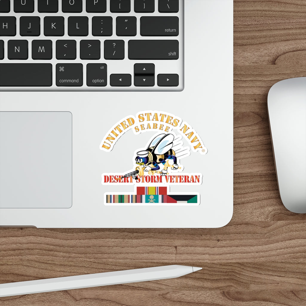Die-Cut Vinyl Sticker - Navy - Seabee - Desert Storm Veteran