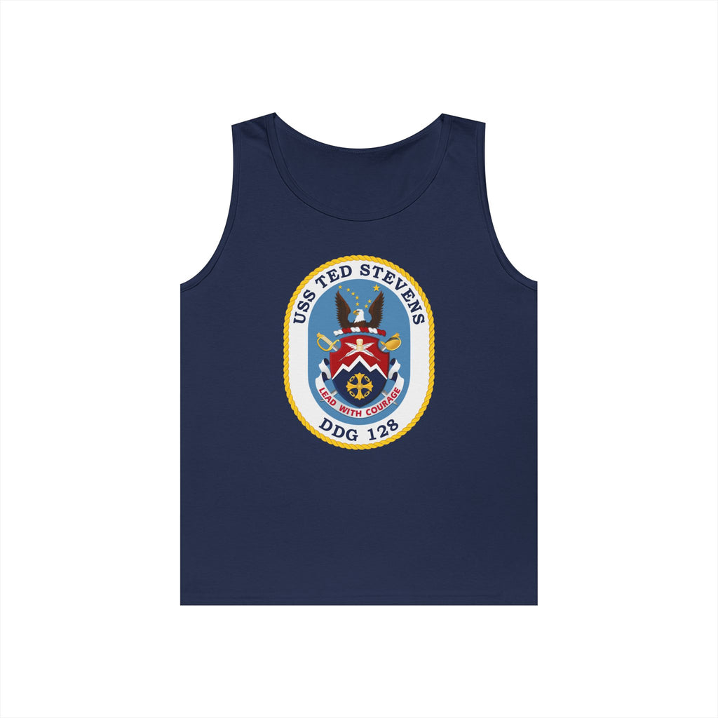 Unisex Heavy Cotton Tank Top - Navy - USS Ted Stevens (DDG-128) wo txt