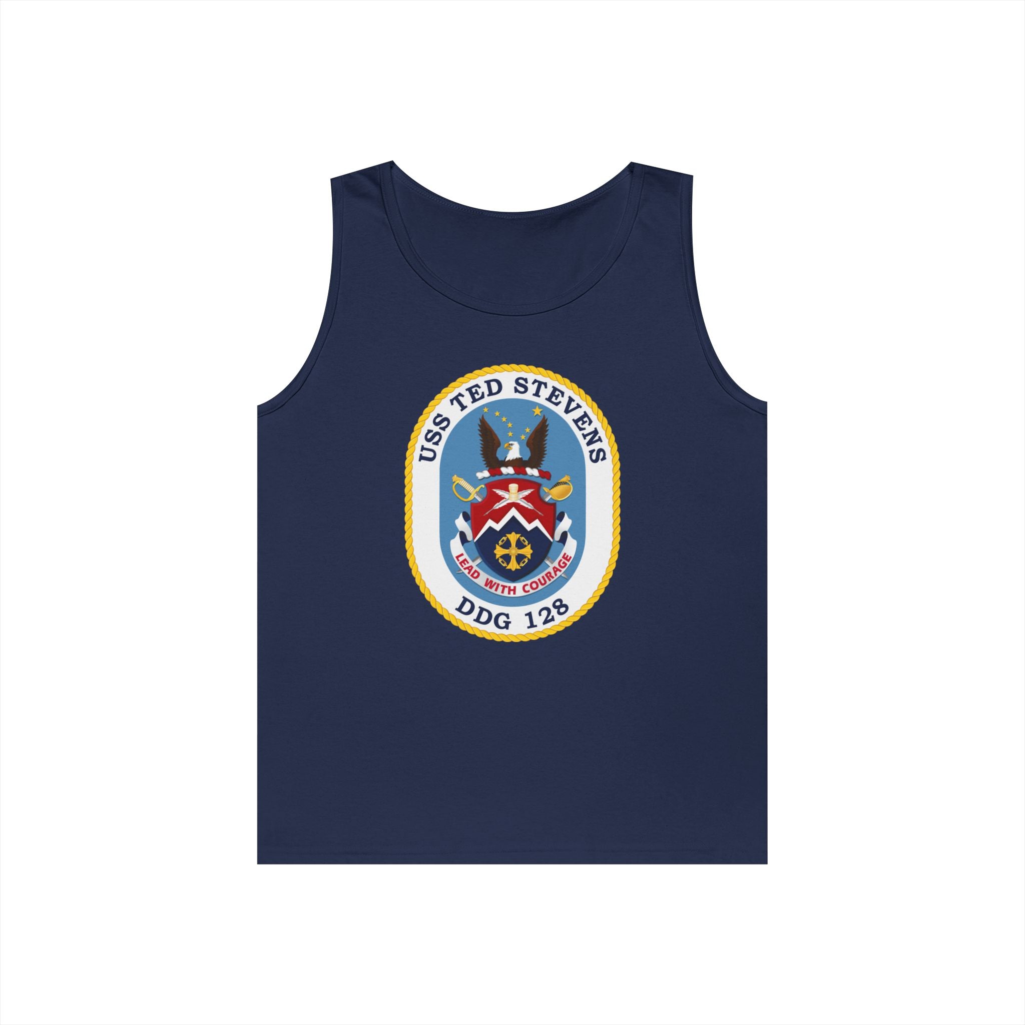 Unisex Heavy Cotton Tank Top - Navy - USS Ted Stevens (DDG-128) wo txt
