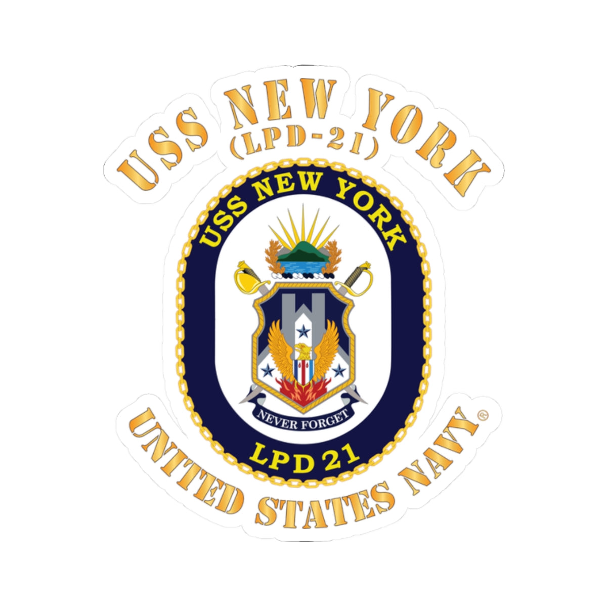 Kiss-Cut Stickers - Navy - USS New York (LPD-21) X 300