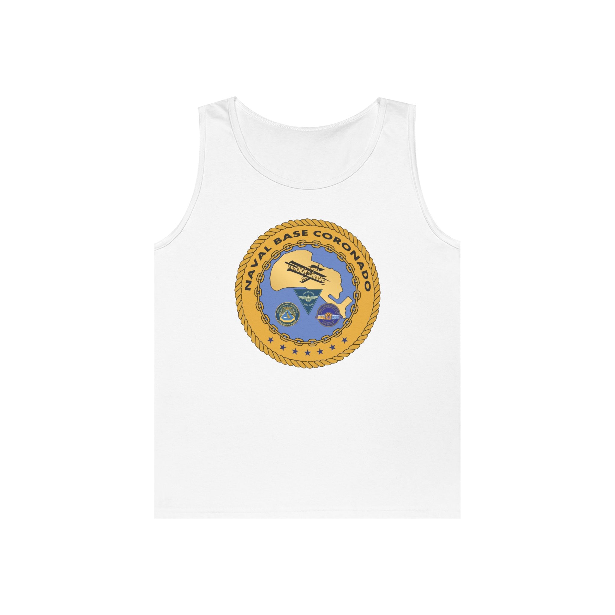 Unisex Heavy Cotton Tank Top - Navy - Naval Base Coronado wo txt
