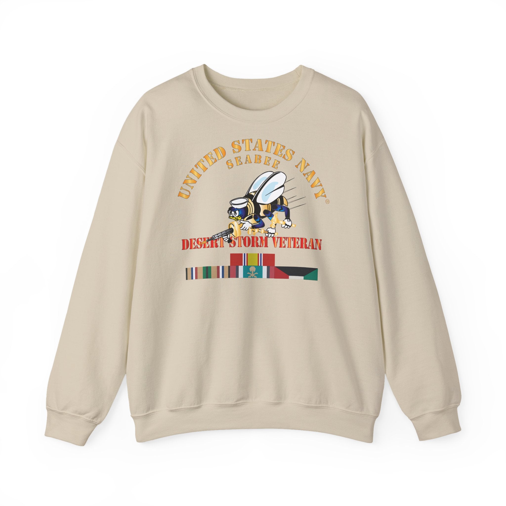 Unisex Heavy Blend™ Crewneck Sweatshirt - Navy - Seabee - Desert Storm Veteran