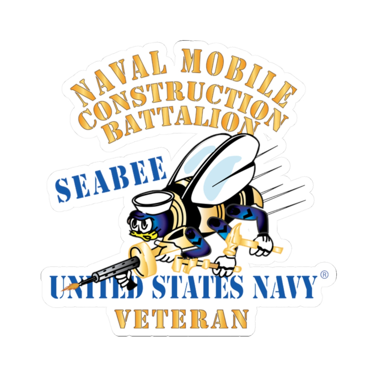 Kiss-Cut Stickers - Navy - Seabee - Veteran