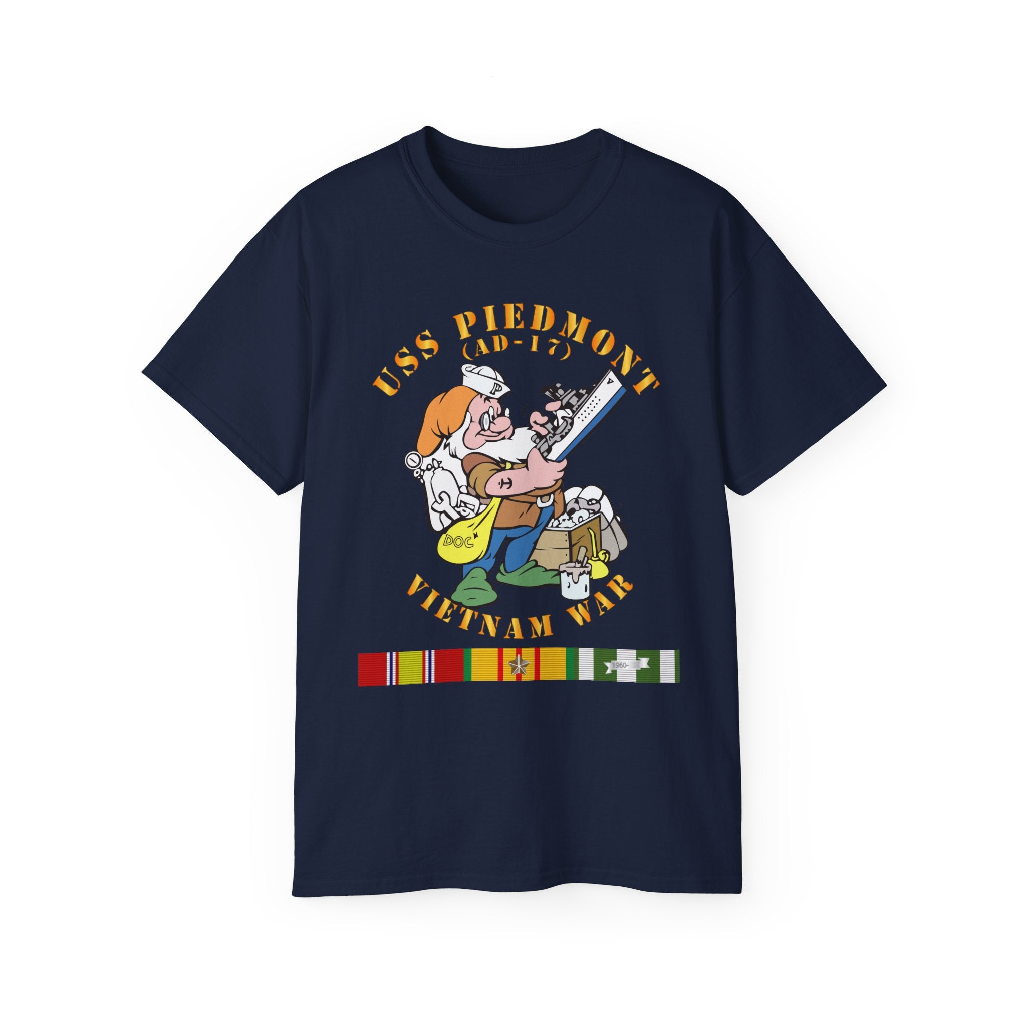 Unisex Ultra Cotton T-Shirt - Navy - USS Piedmont (AD-17) w VN SVC - Vietnam War