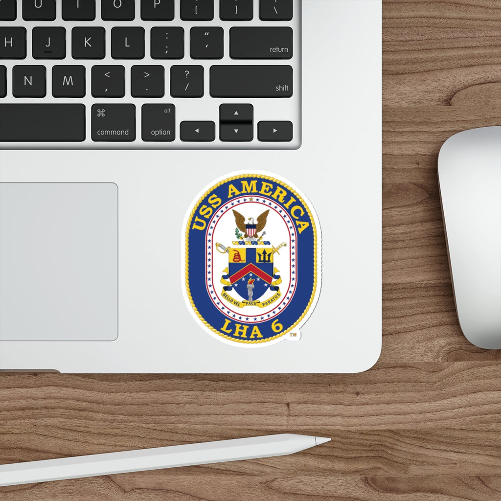 Die-Cut Vinyl Sticker - Navy - USS America (LHA-6) wo txt