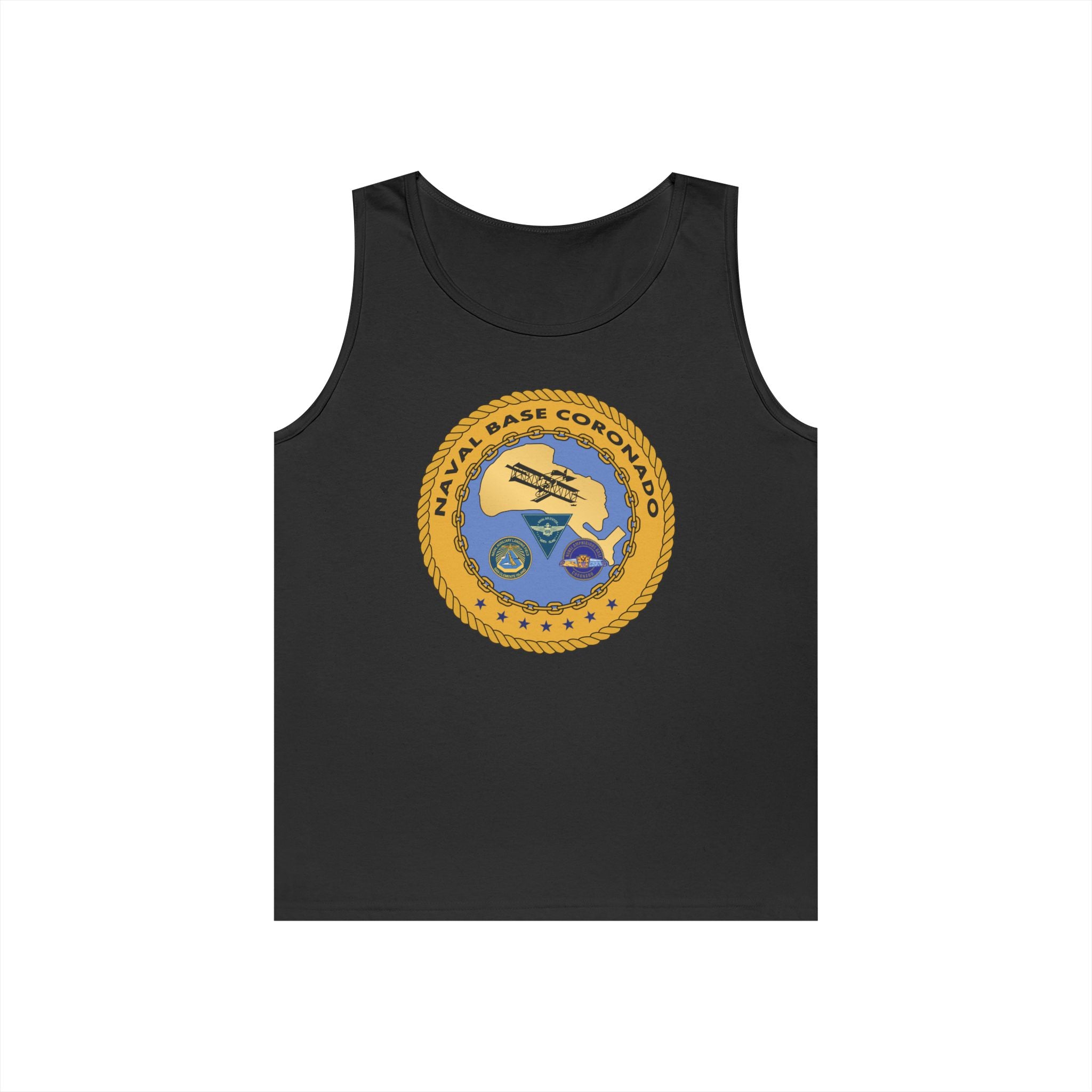 Unisex Heavy Cotton Tank Top - Navy - Naval Base Coronado wo txt