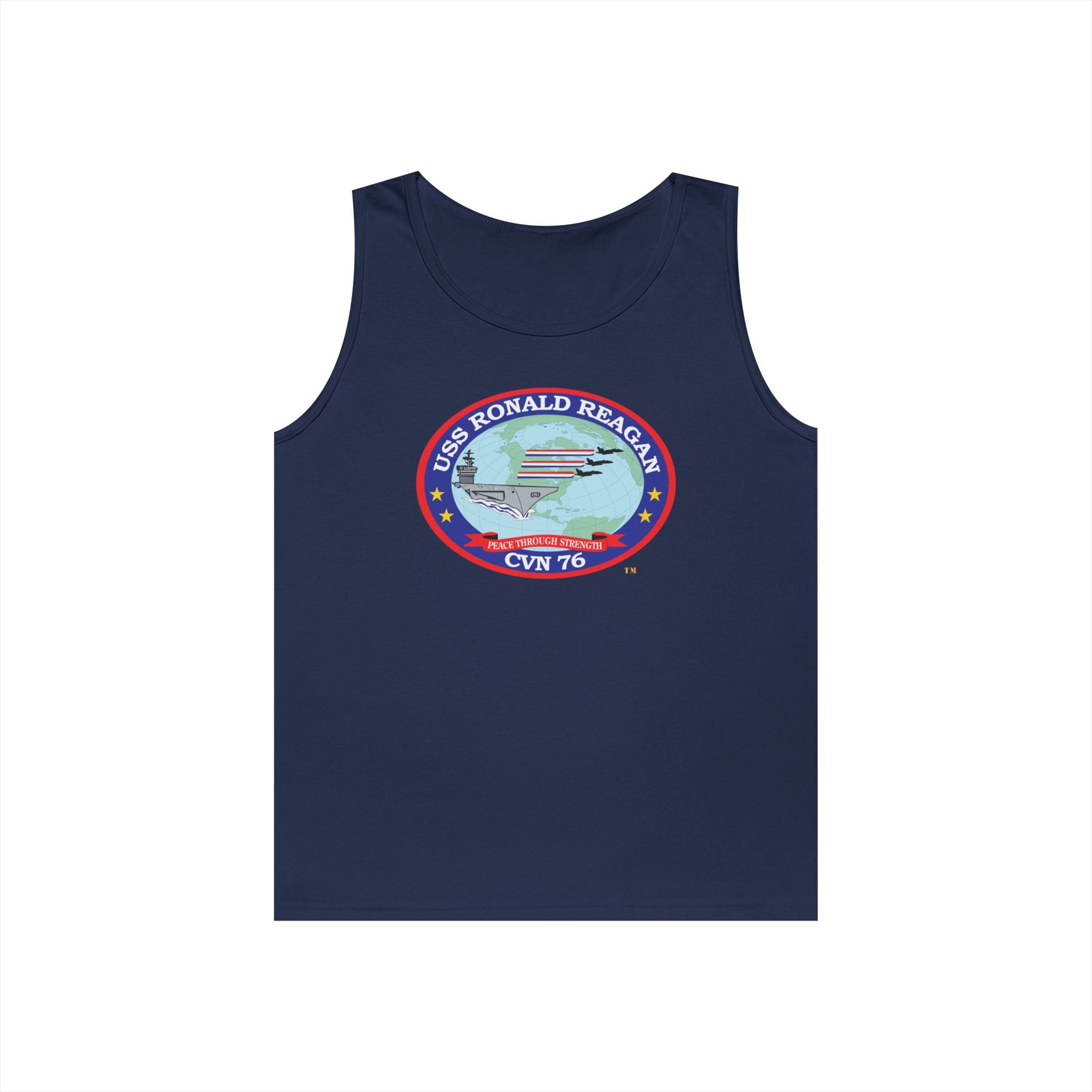 Unisex Heavy Cotton Tank Top - Navy - USS Ronald Reagan (CVN-76) wo txt X 300
