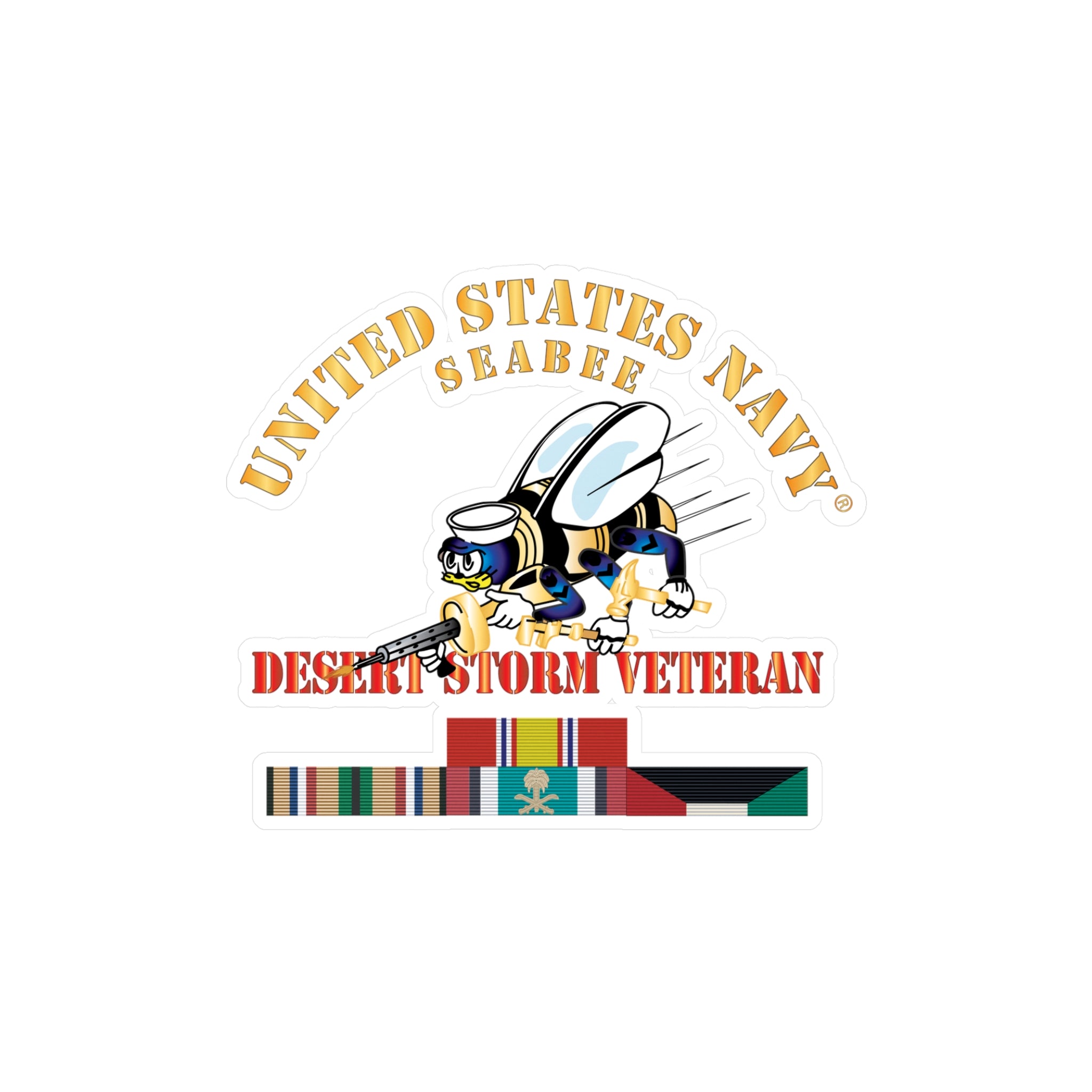 Kiss-Cut Vinyl Decal - Navy - Seabee - Desert Storm Veteran