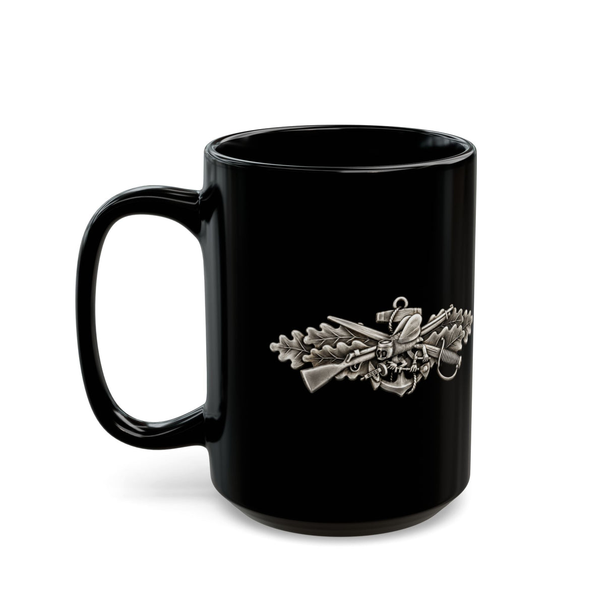 Black Mug (11oz, 15oz) - Navy - Badge - Seabee combat warfare specialist wo txt - Enlisted - 3D - Enhanced