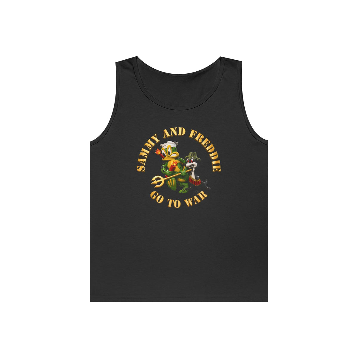 Unisex Heavy Cotton Tank Top - Navy - SOF - Sammy - Freddie - Go to War - 3D - Enhanced
