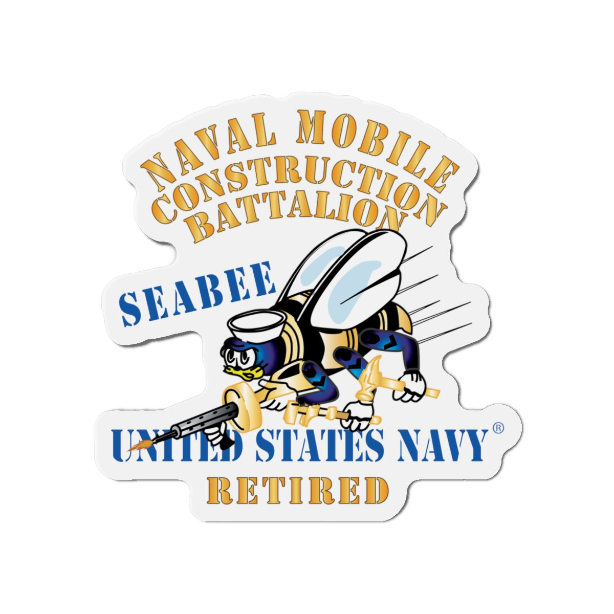 Die-Cut Magnet - Navy - Seabee - Retired