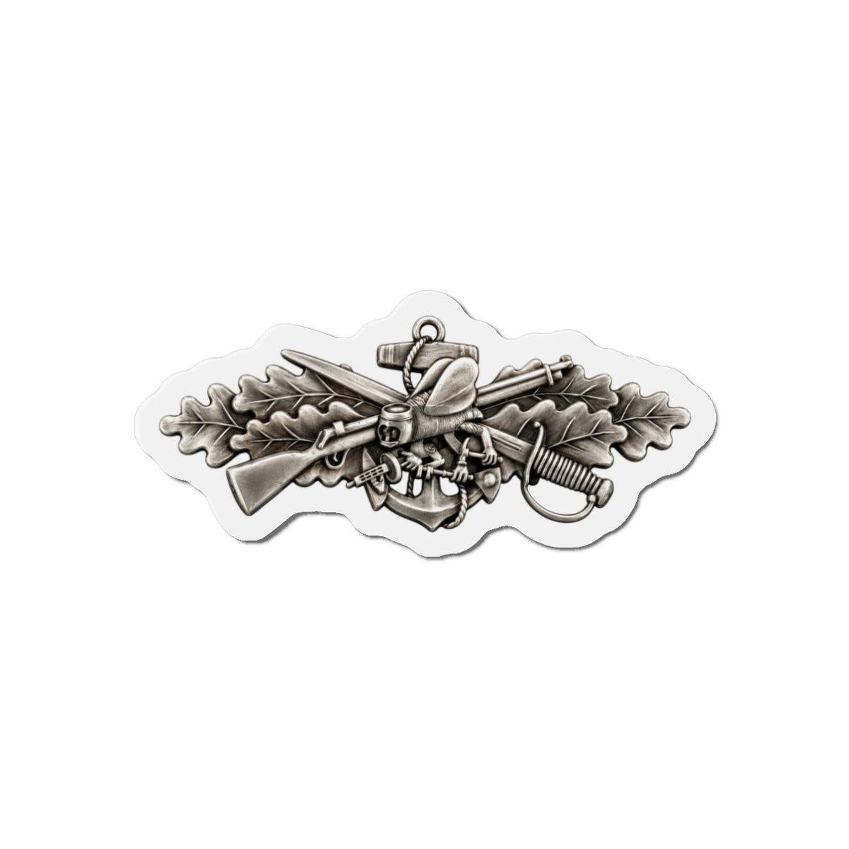 Die-Cut Magnet - Navy - Badge - Seabee combat warfare specialist wo txt - Enlisted - 3D - Enhanced