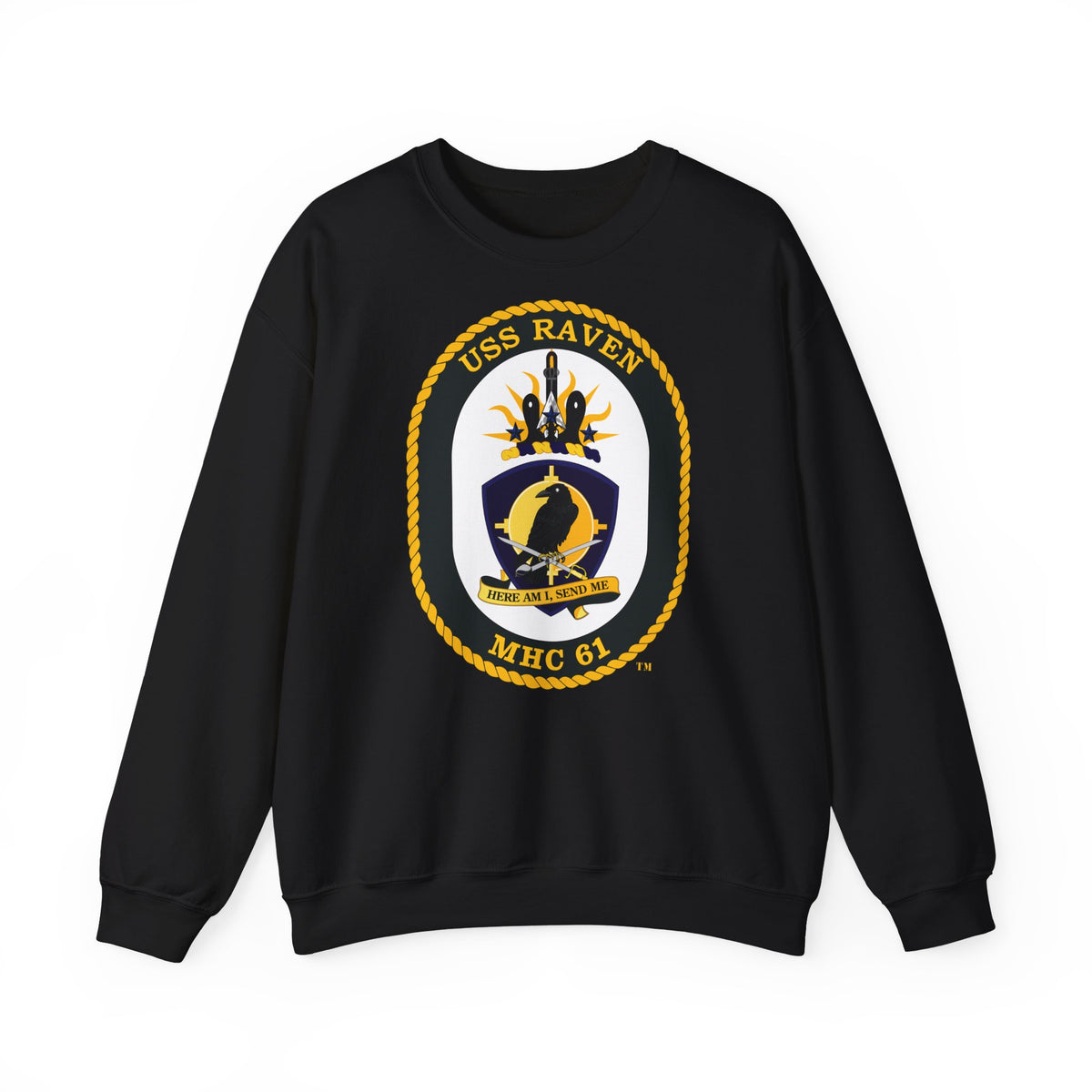 Unisex Heavy Blend™ Crewneck Sweatshirt - Navy - USS Raven (MHC-61) wo txt