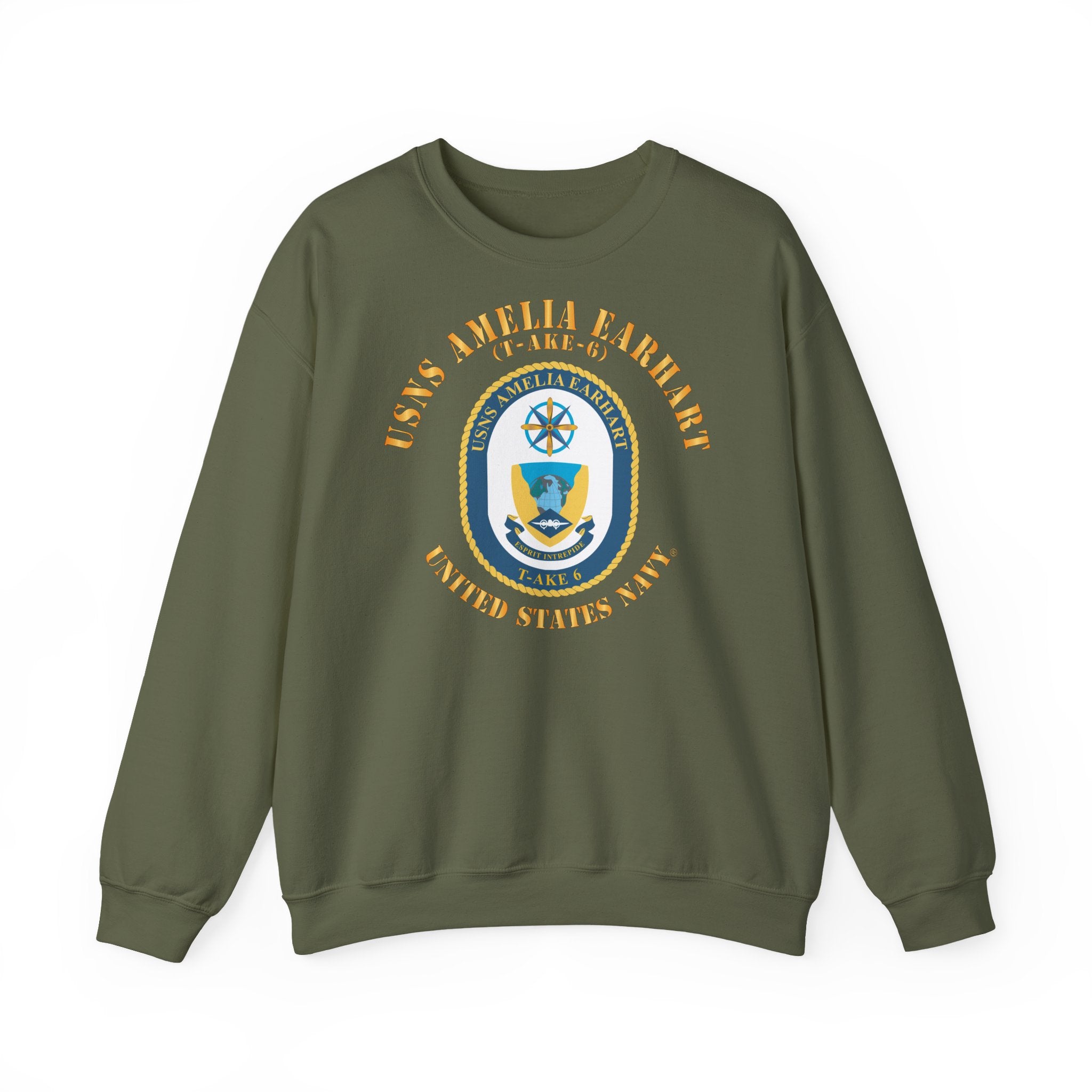 Unisex Heavy Blend™ Crewneck Sweatshirt - Navy - USNS Amelia Earhart (T-AKE 6)