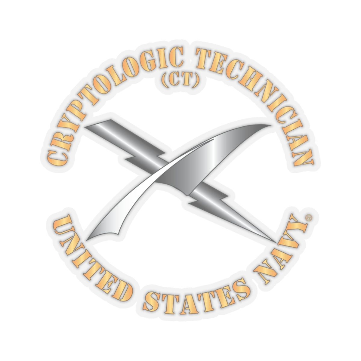 Kiss-Cut Stickers - Navy - Rate - Cryptologic Technician (CT)