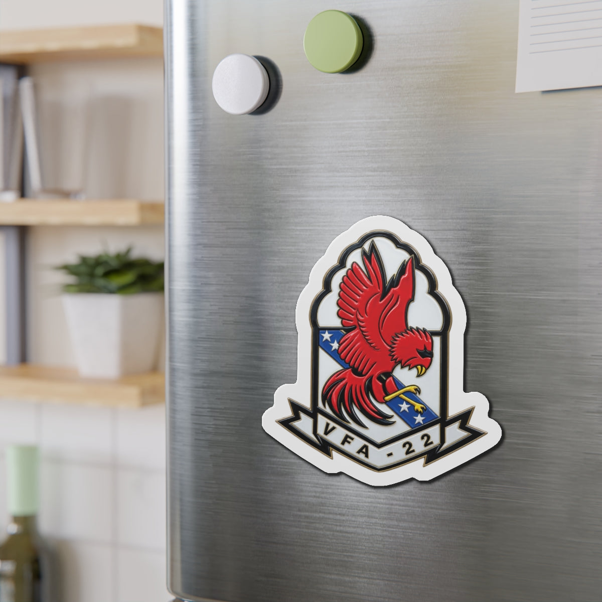 Die-Cut Magnet - Strike Fighter Squadron 22nd - SSI without Txt - Fighting Redcocks - 3D - Enhanced