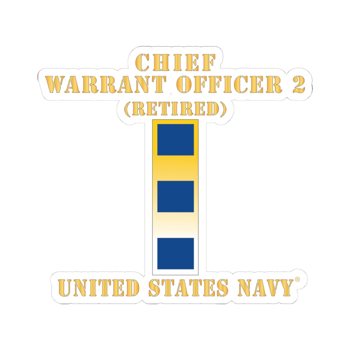 Kiss-Cut Stickers - Navy - Chief Warrant Officer 2 - CW02 - Retired