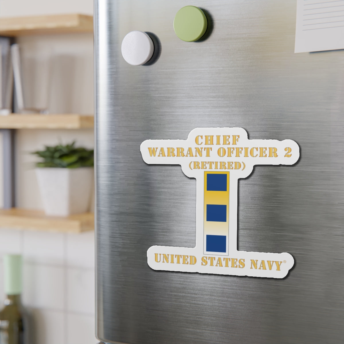 Die-Cut Magnet - Navy - Chief Warrant Officer 2 - CW02 - Retired