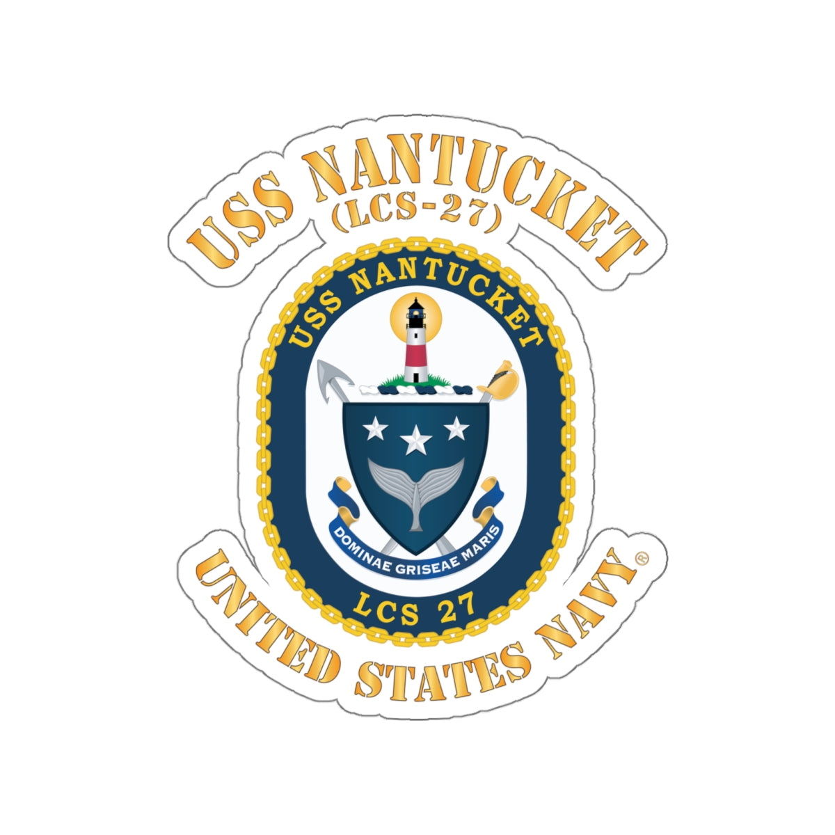 Die-Cut Vinyl Sticker - Navy - USS Nantucket (LCS-27)