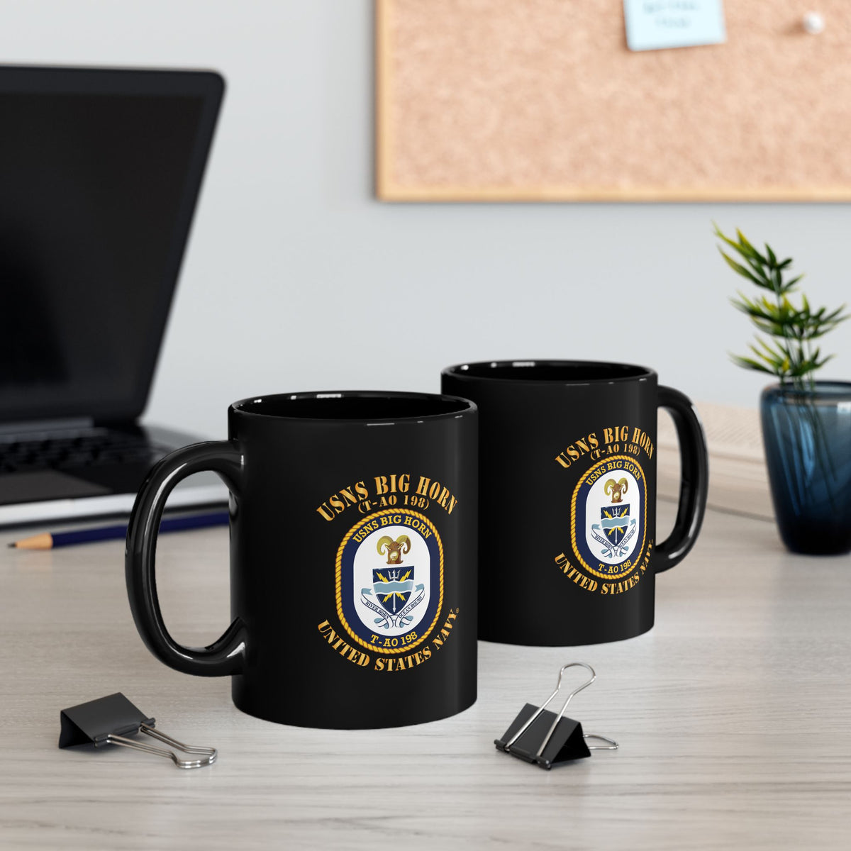 Black Mug (11oz, 15oz) - Navy - USNS Big Horn (T-AO 198)