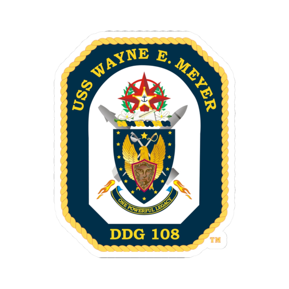Kiss-Cut Stickers - Navy - USS Wayne E. Meyer (DDG-108) wo txt X 300