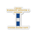 Die-Cut Magnet - Navy - Chief Warrant Officer 3 - CW03 - Retired
