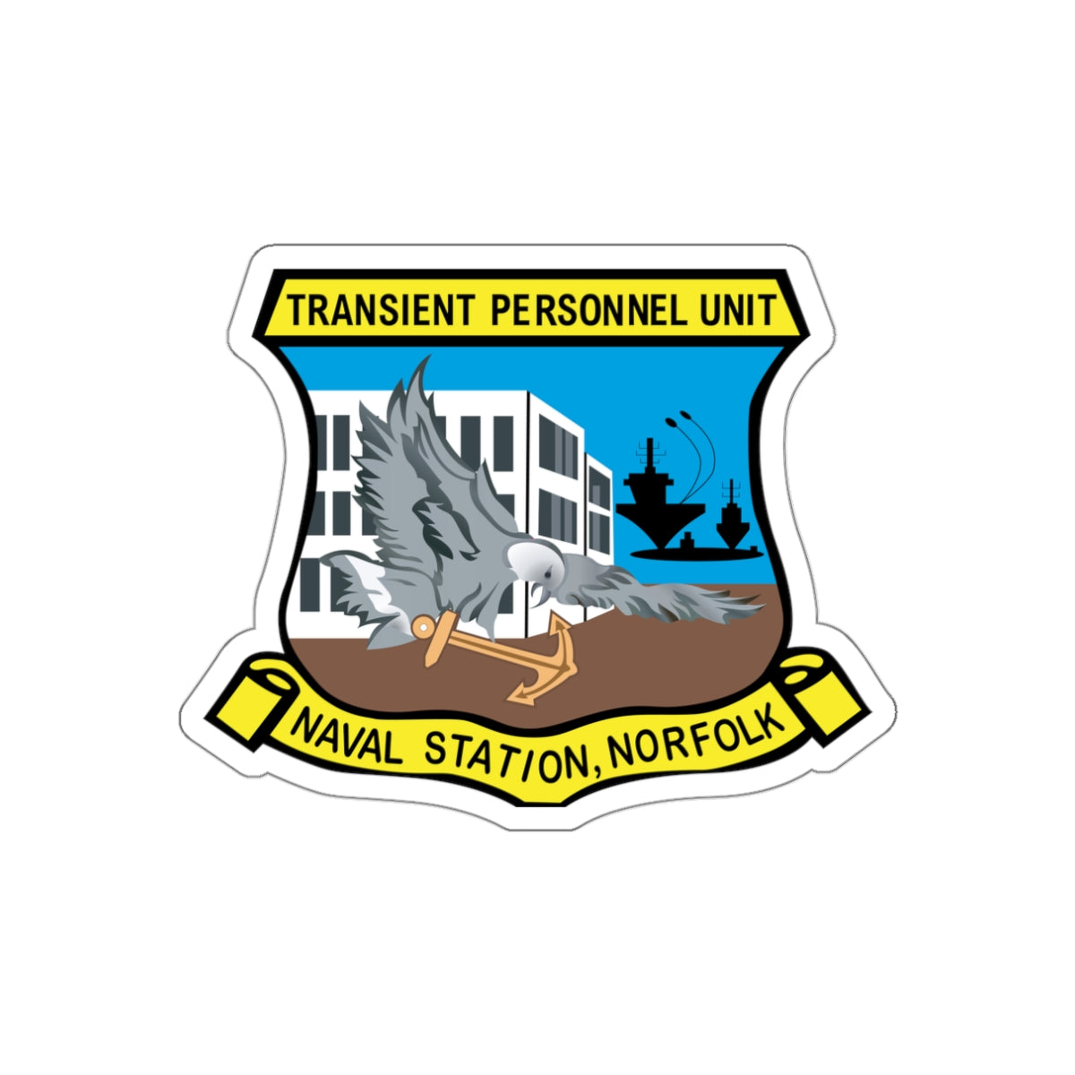 Die-Cut Vinyl Sticker - Navy - Transient Personnel Unit - Naval Station Norfolk wo Txt