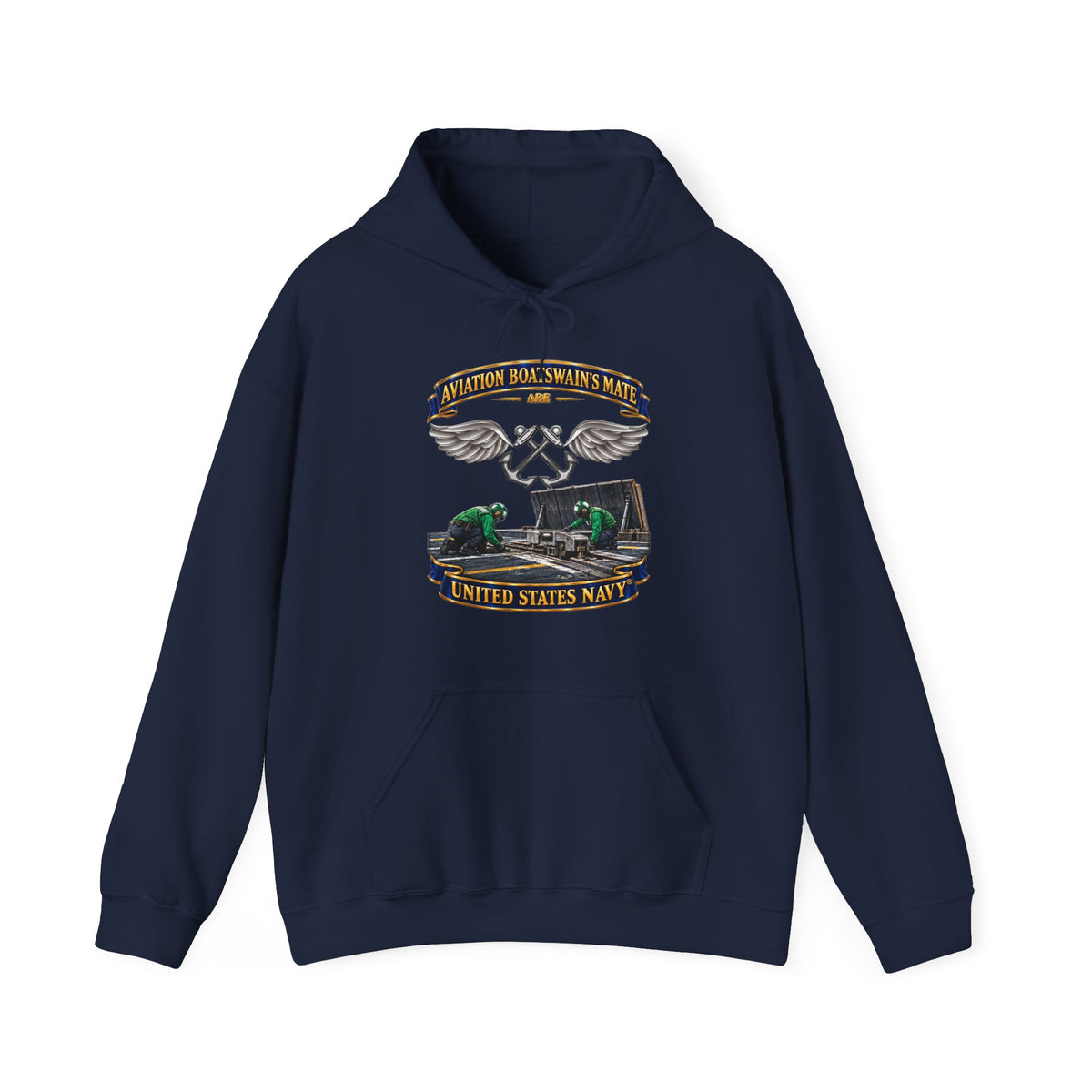 Unisex Heavy Blend™ Hoodies - Navy - Rate - Aviation Boatswain's Mate (ABE) - with Scene - 3D - Enhanced