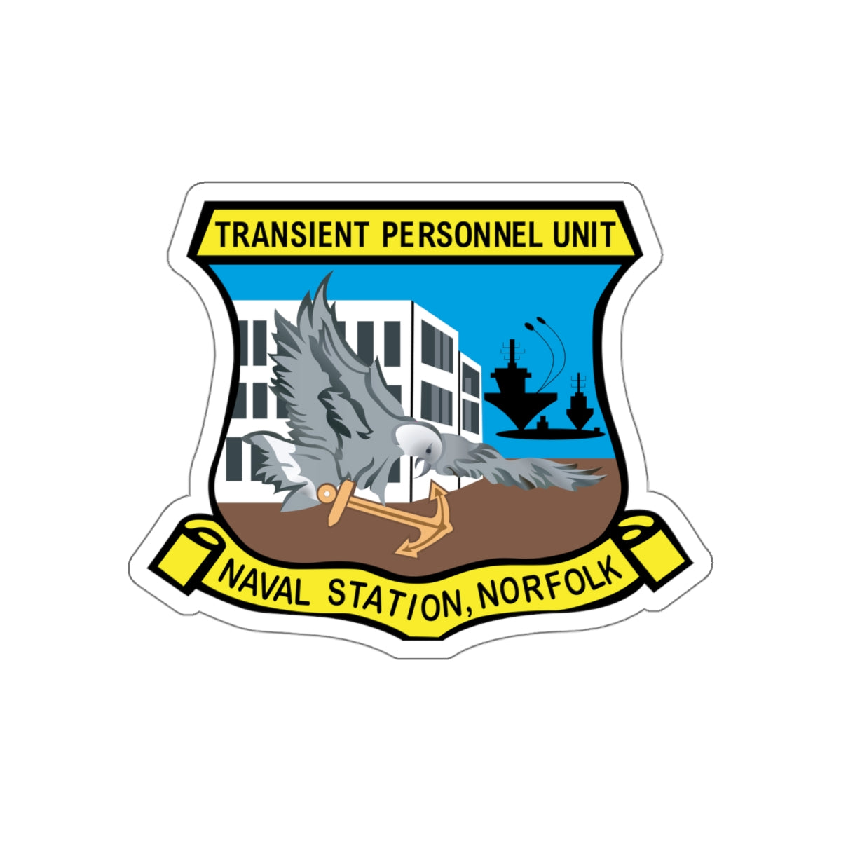 Die-Cut Vinyl Sticker - Navy - Transient Personnel Unit - Naval Station Norfolk wo Txt