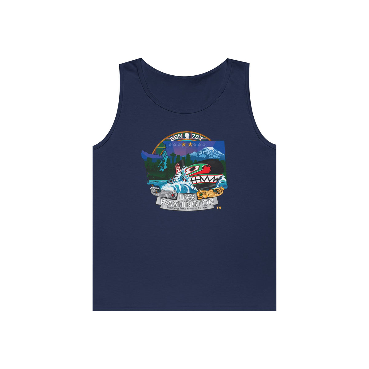 Unisex Heavy Cotton Tank Top - Navy - USS Washington (SSN-787) wo txt X 300