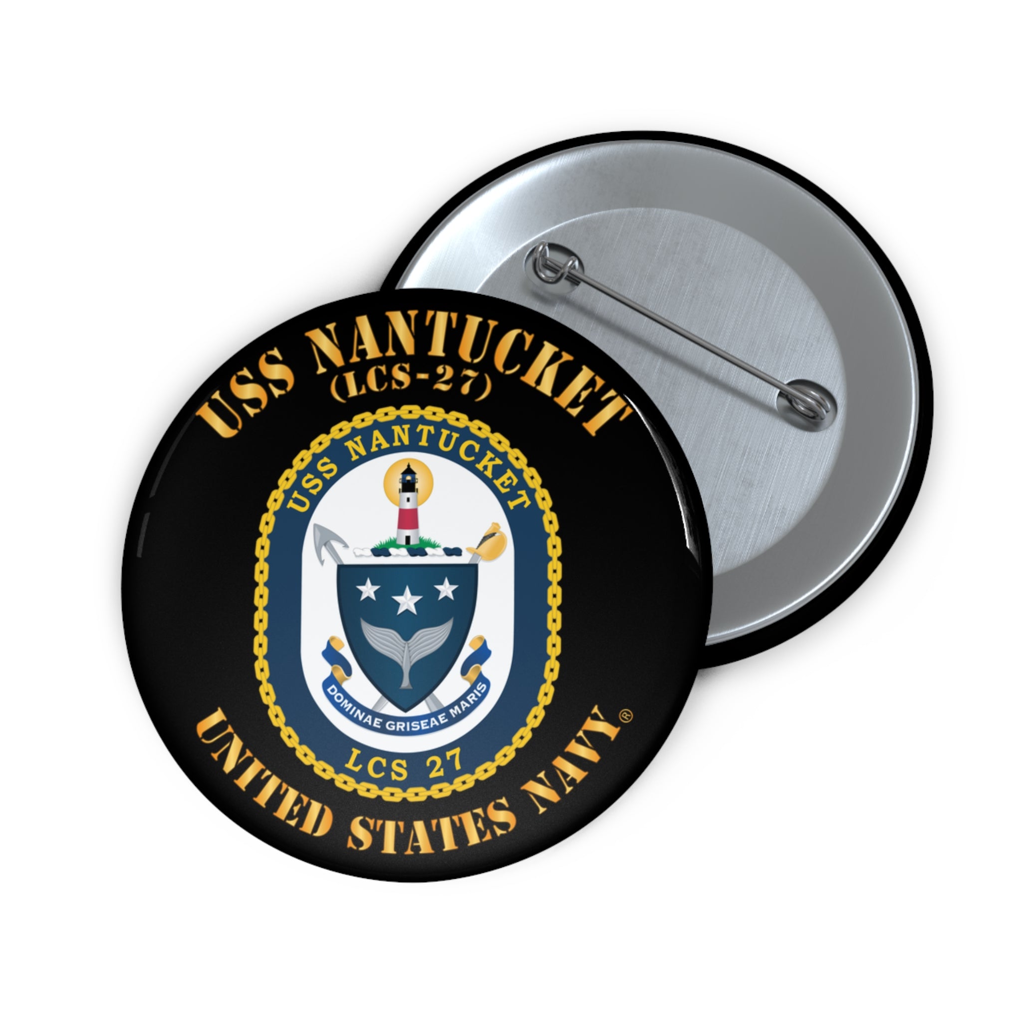 Custom Pin Button - Navy - USS Nantucket (LCS-27)