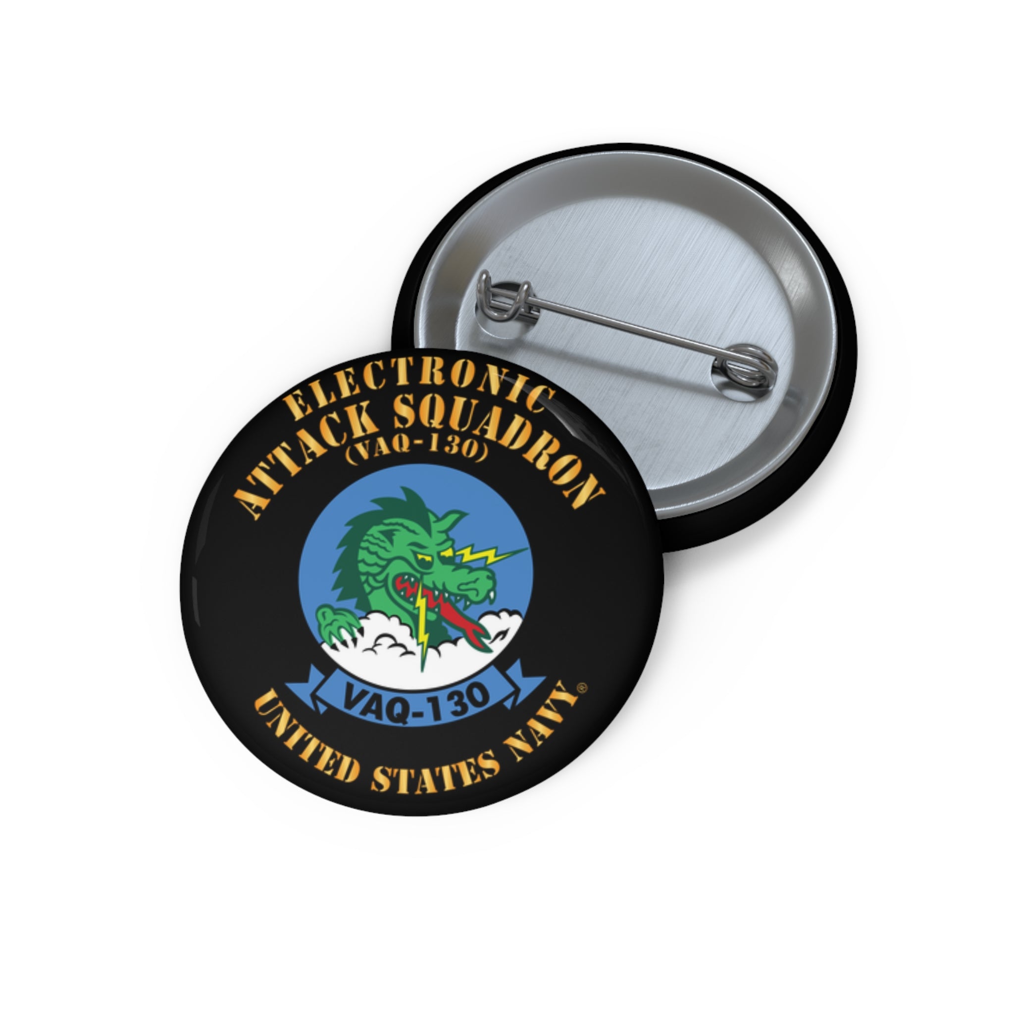 Custom Pin Button - Navy - Electronic Attack Squadron 130 (VAQ-130)
