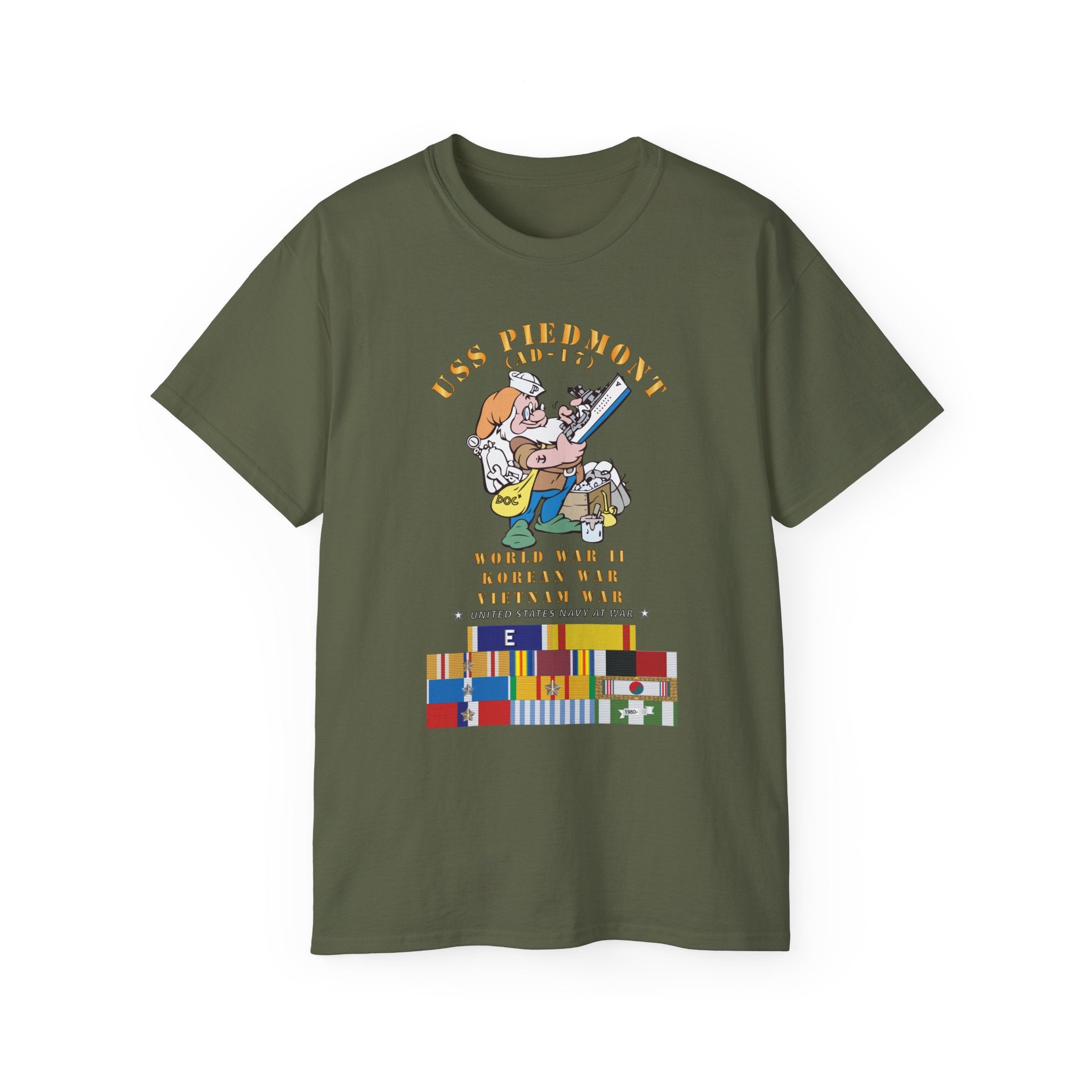 Unisex Ultra Cotton T-Shirt - Navy - USS Piedmont (AD-17) w WWII - KOREA - VN SVC
