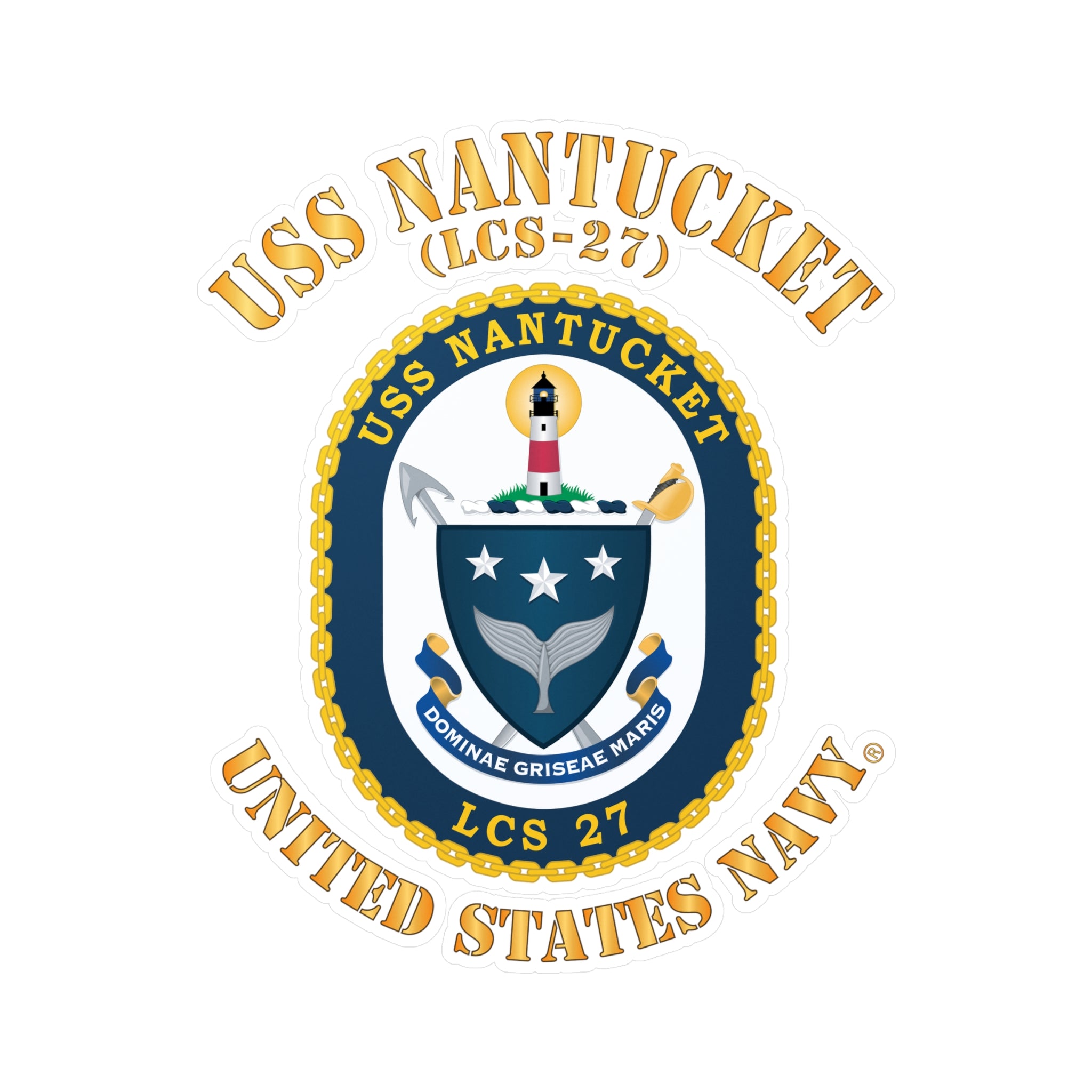 Kiss-Cut Vinyl Decal - Navy - USS Nantucket (LCS-27)