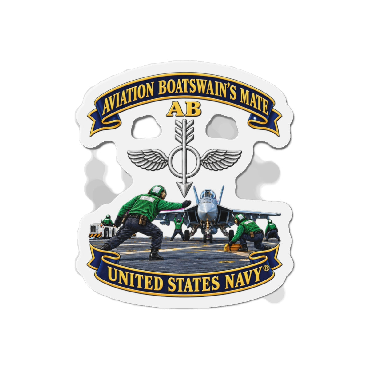 Die-Cut Magnet - Navy - Aviation Boatswains Mate Br with AC handler Scene - 3D - Enhanced