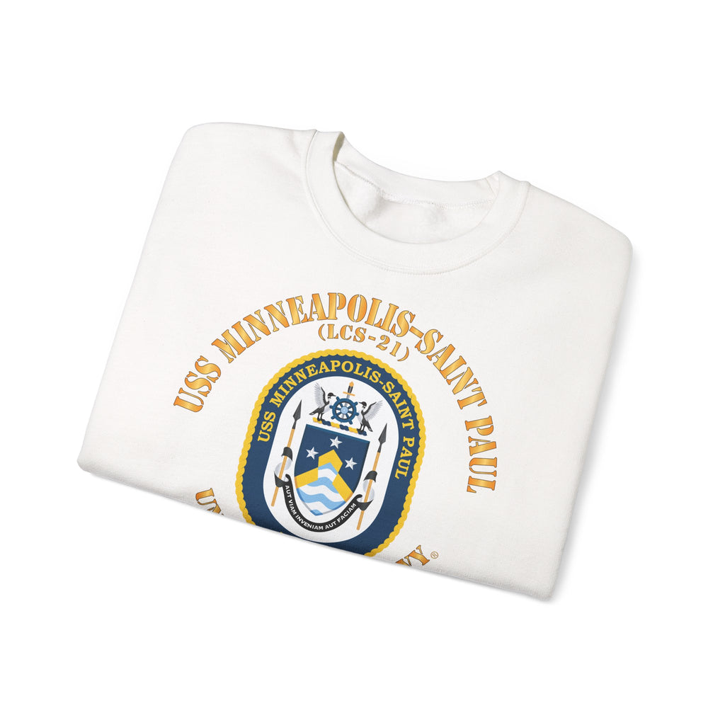 Unisex Heavy Blend™ Crewneck Sweatshirt - Navy - USS Minneapolis–Saint Paul (LCS-21)
