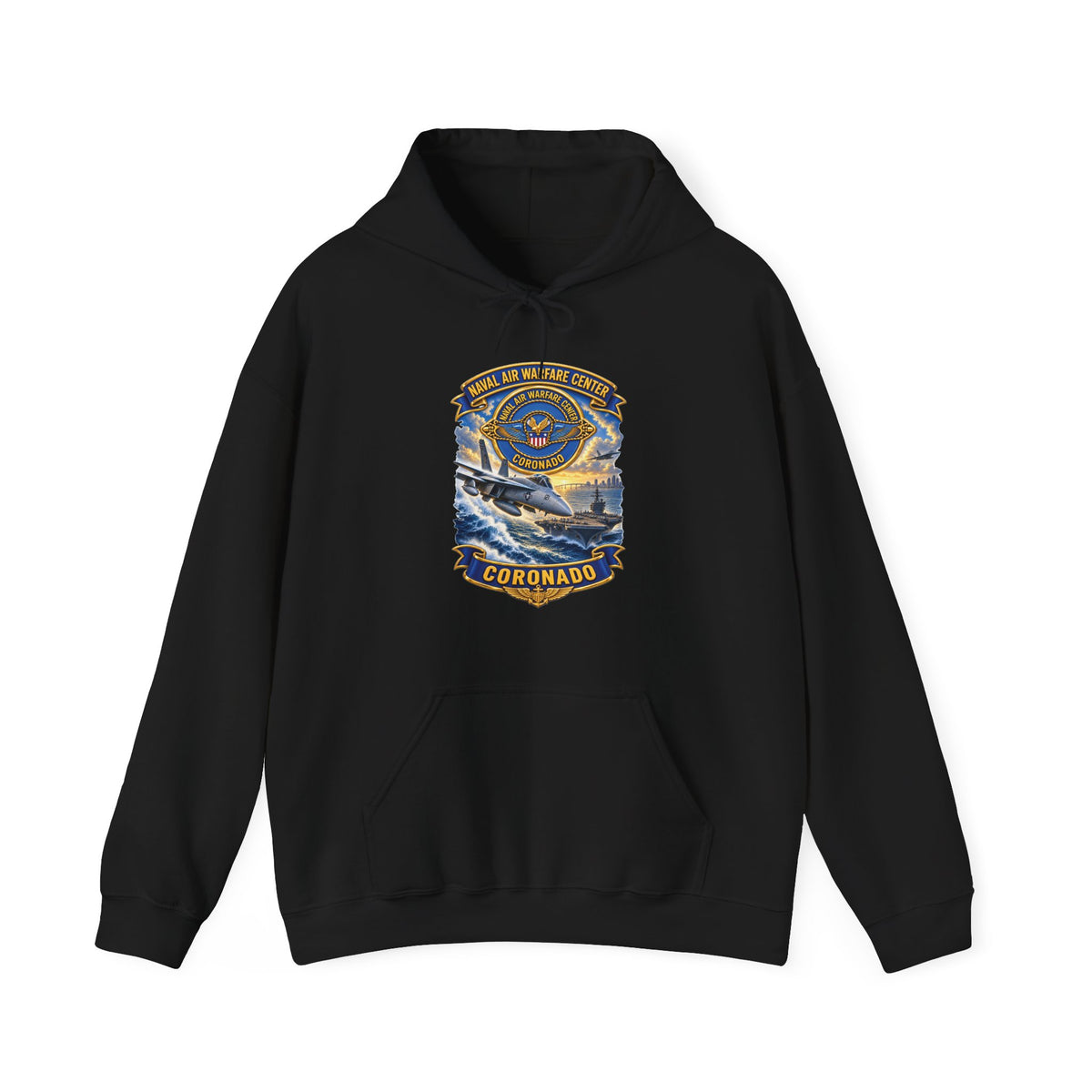 Unisex Heavy Blend™ Hoodies - NAVY - Naval Air Warfare Center - Coronado - Crest - with Scene - 3D - Enhanced