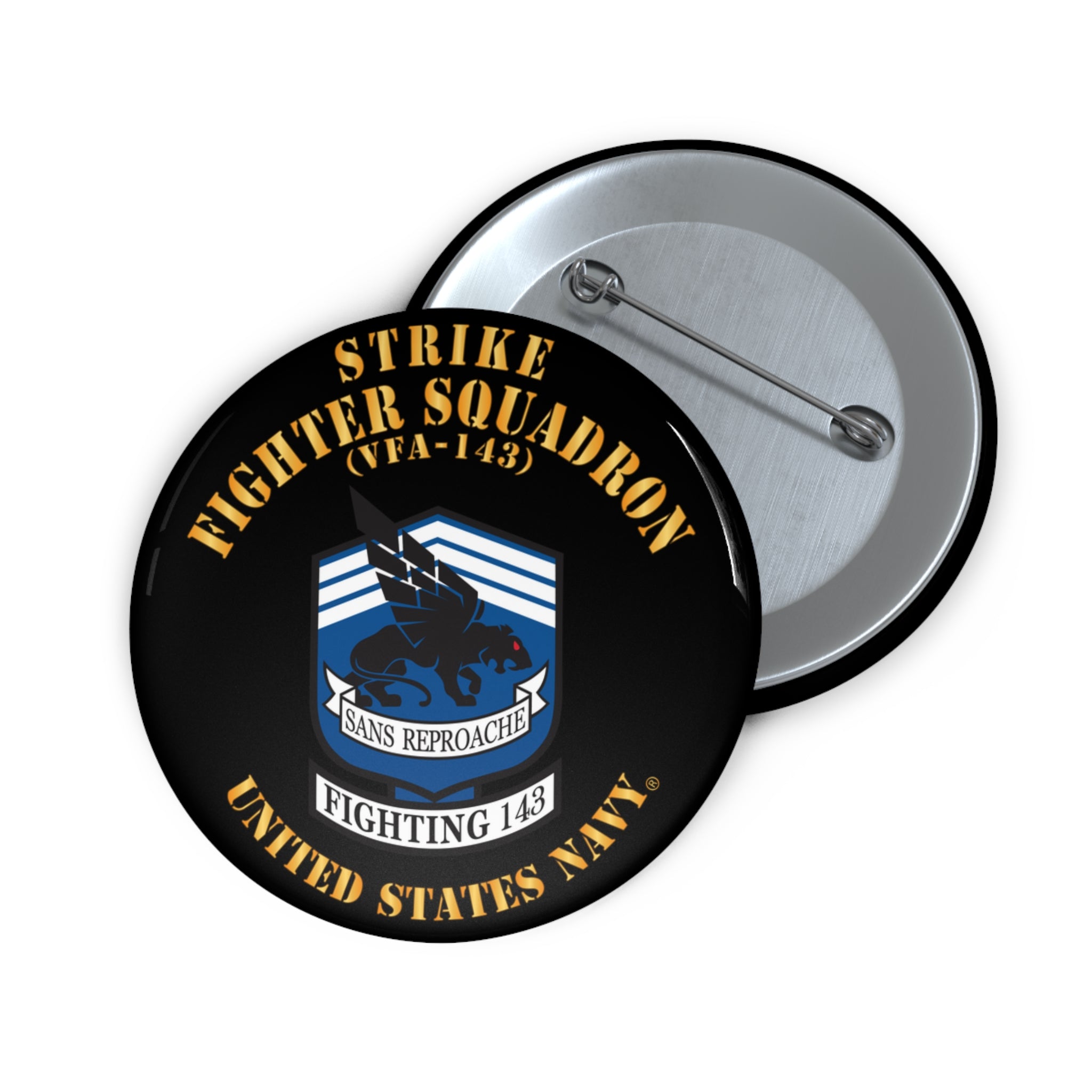 Custom Pin Button - Navy - Strike Fighter Squadron 143 (VFA-143)
