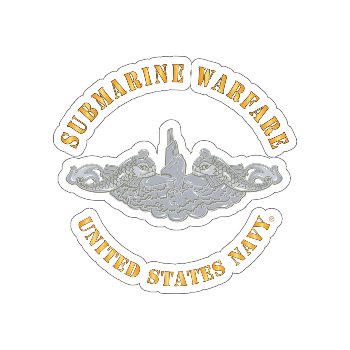 Die-Cut Vinyl Sticker - Navy - Submarine Badge - Silver