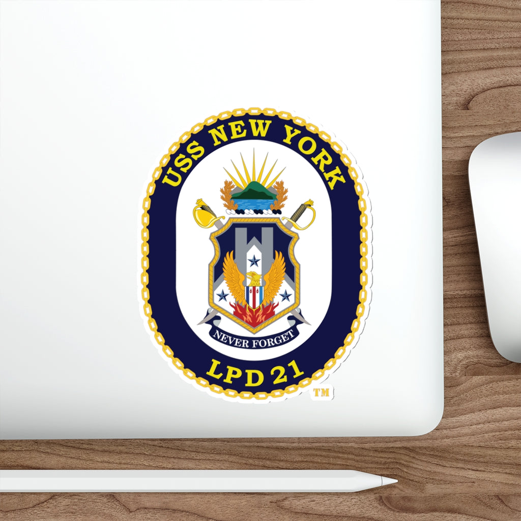 Die-Cut Vinyl Sticker - Navy - USS New York (LPD-21) wo txt