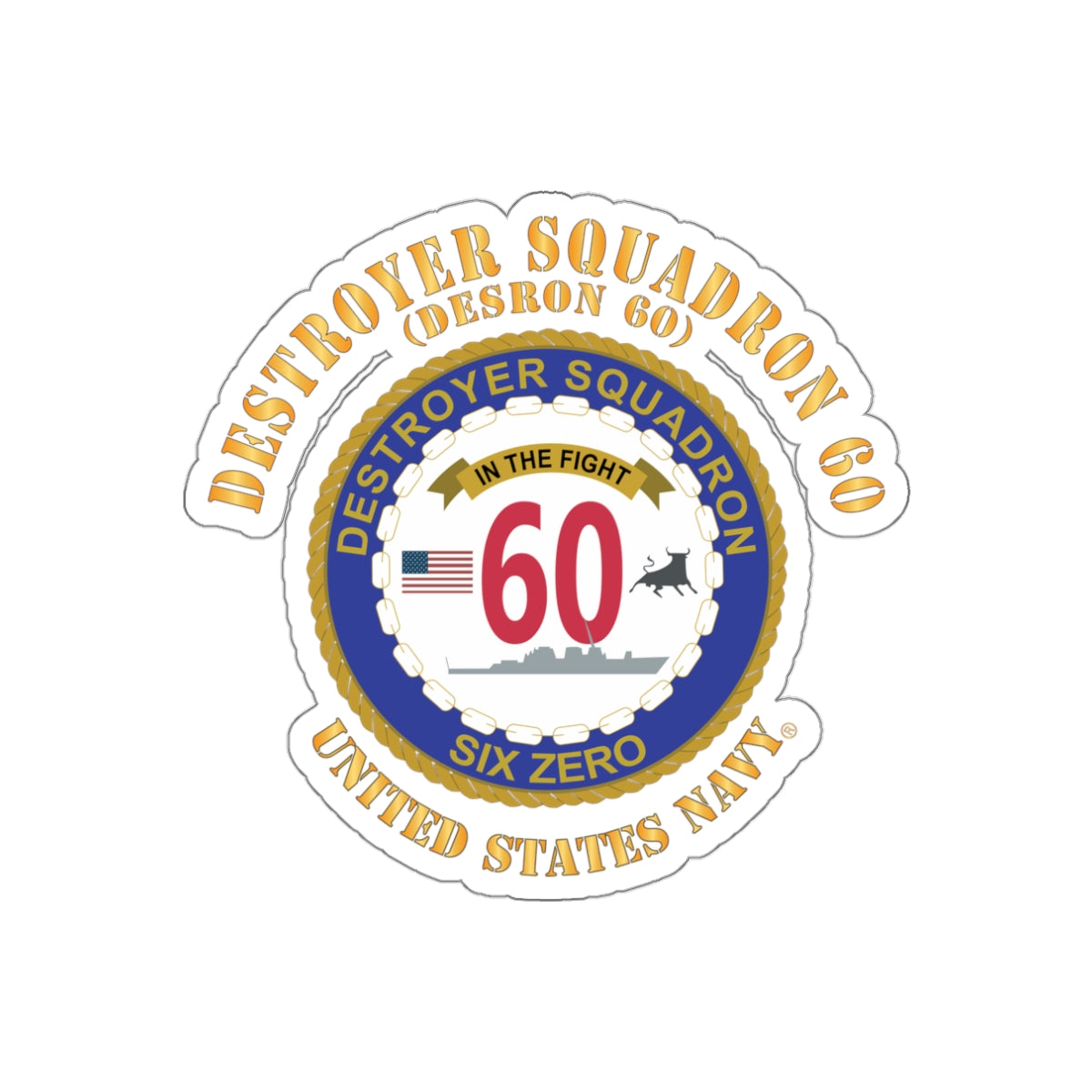 Die-Cut Vinyl Sticker - Navy - Destroyer Squadron 60