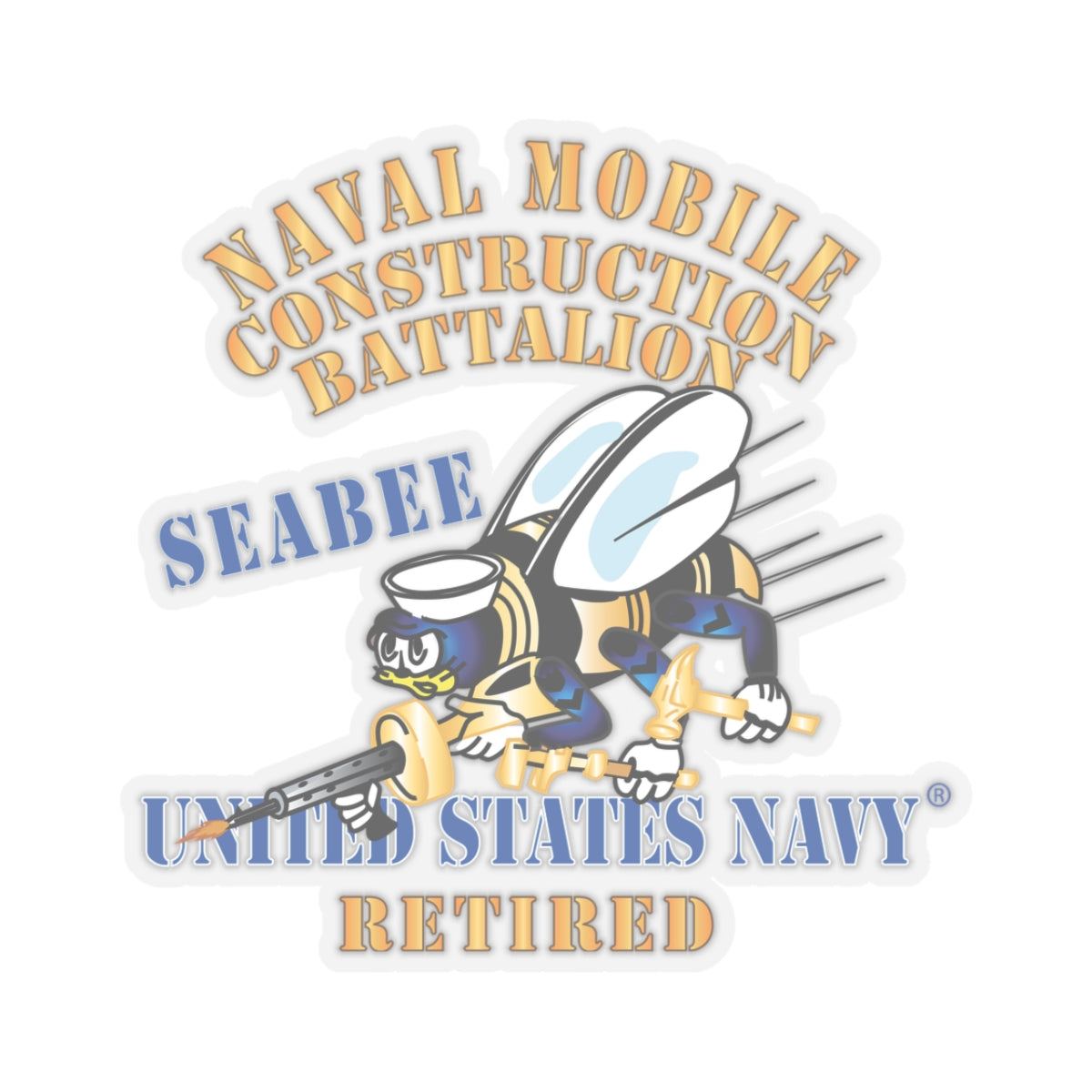 Kiss-Cut Stickers - Navy - Seabee - Retired