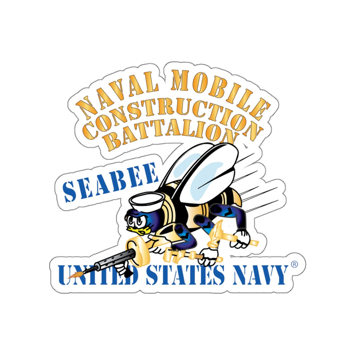 Die-Cut Vinyl Sticker - Navy - Seabee