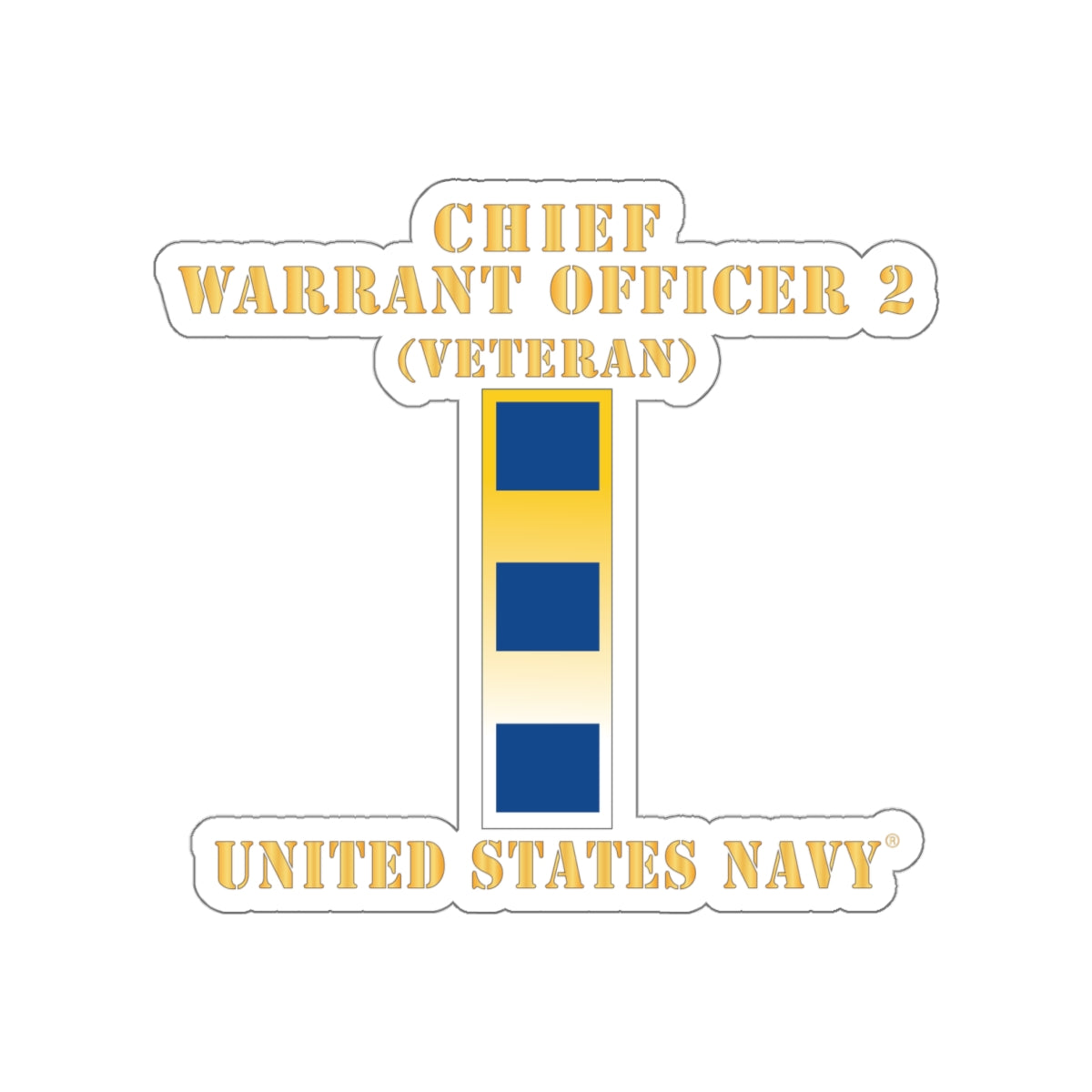 Die-Cut Vinyl Sticker - Navy - Chief Warrant Officer 2 - CW02 - Veteran
